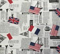 T032 55%L and 45%C UK flag linen cotton jacquard fabric