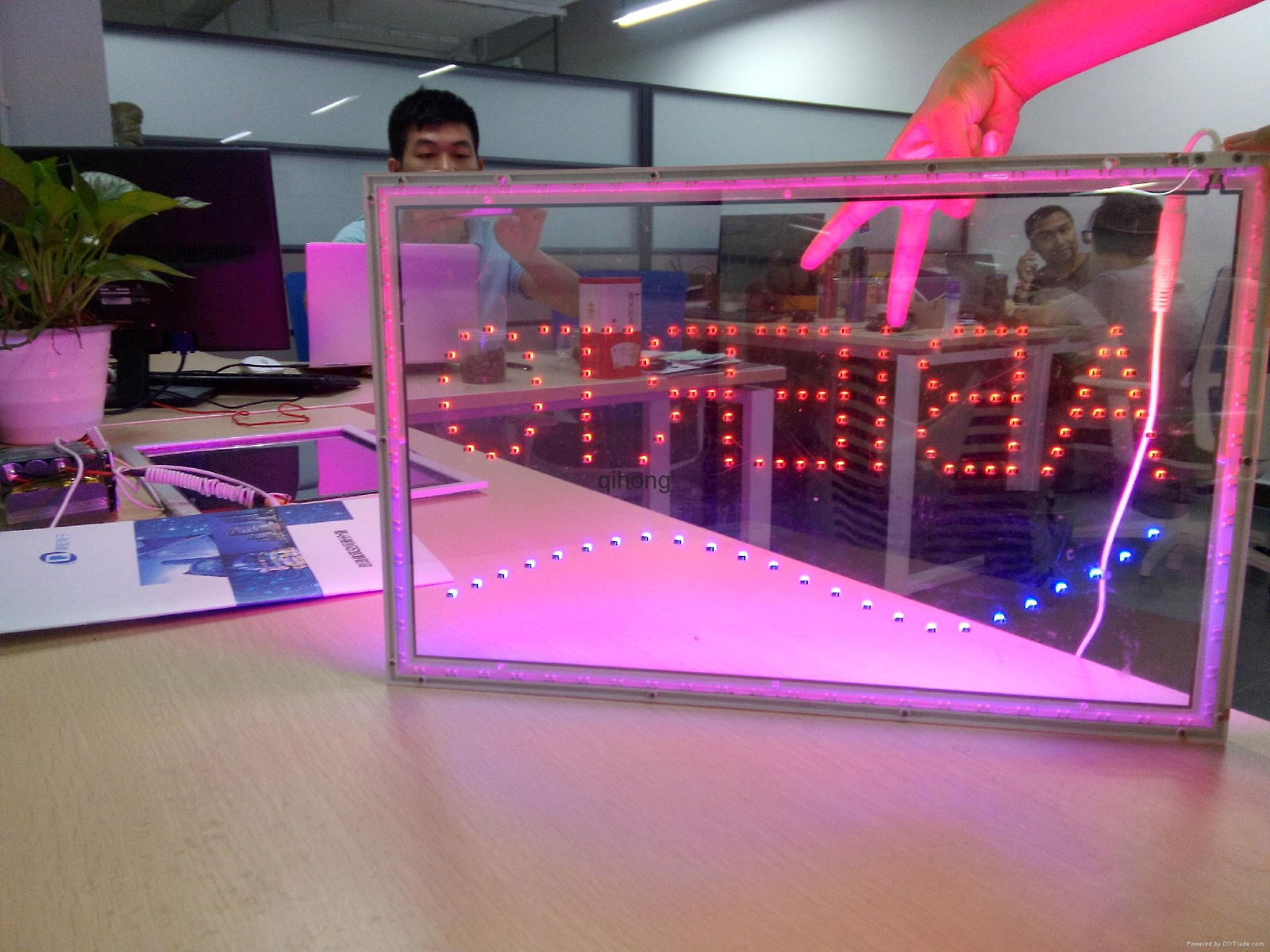 Glass LED Sign Square Full Color Animation Transparent Indoor LED Sign 3