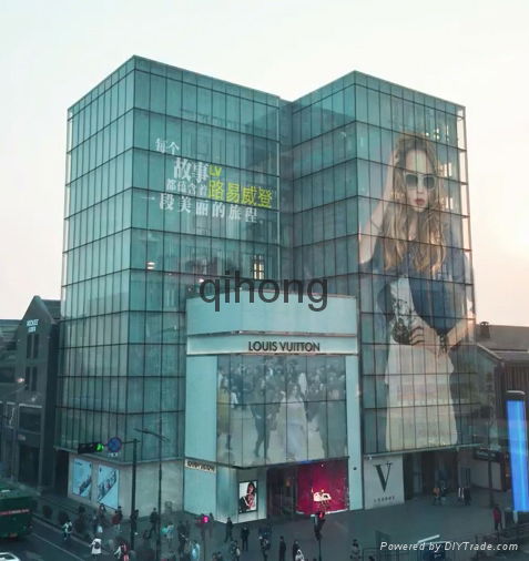 Glass Curtain Wall Led Transparent Display Indoor Assembly Glass Video Wall