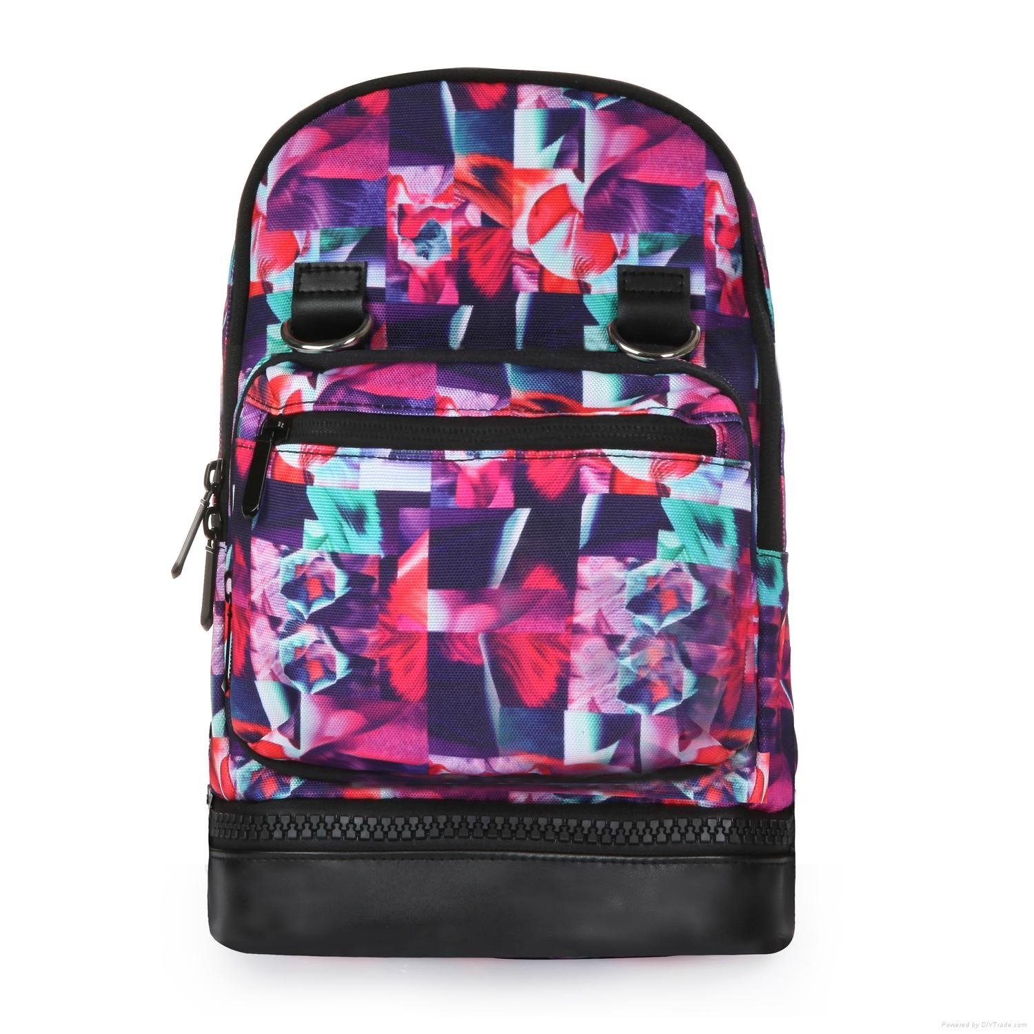 Bistar Galaxy Red Flower Print Best Travel Simpe Backpack With Rope Bag