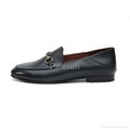 Women’s Black Genuine Leather Flat Shoes Manufacturer in China
