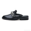 Parrcen Women's flast shoes black leather mule 1