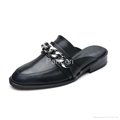 Parrcen Women's flast shoes black leather mule 2