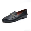 Women’s Black Genuine Leather Flat Shoes Manufacturer in China 2