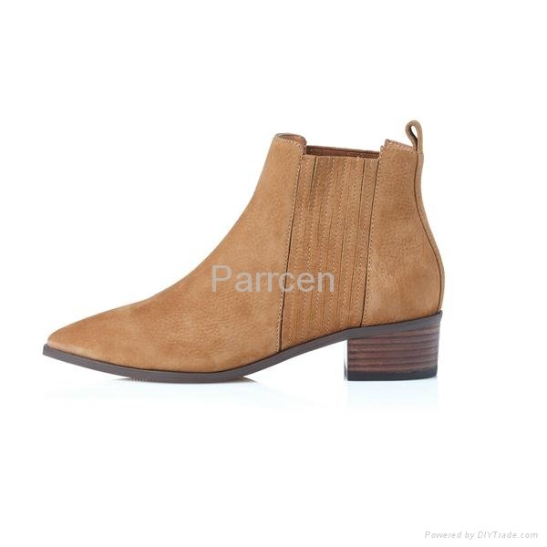 PARRCEN Women's Middle Heel Leather Boots With Elastic Strap