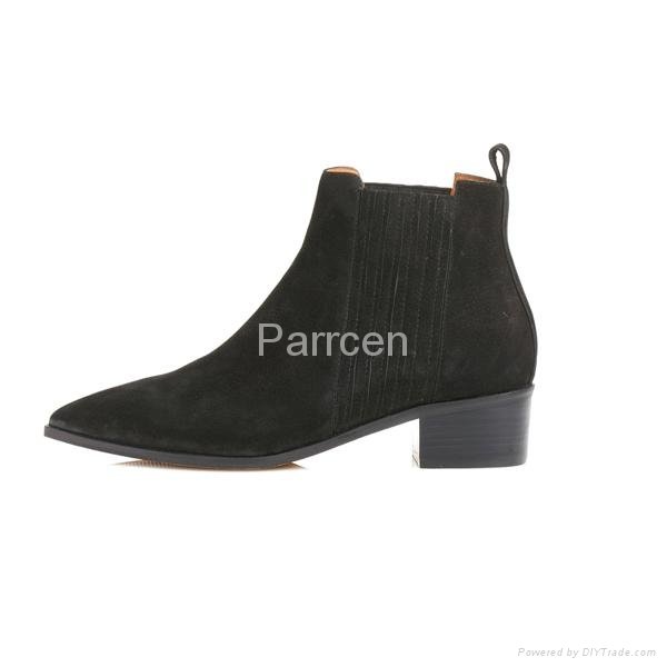 PARRCEN Women's Middle Heel Leather Boots With Elastic Strap 2