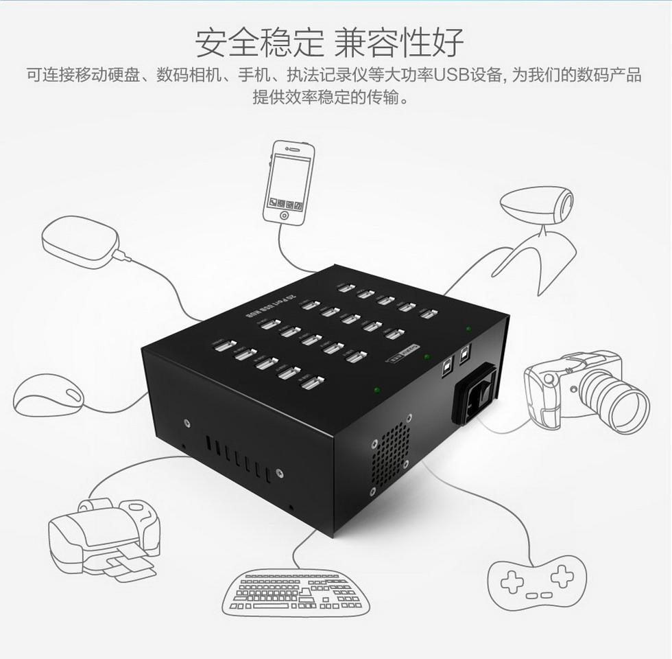 西普萊A-210工業級20口USB2.0分線器 5