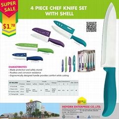 4 Piece Chef Knife Set With Shell