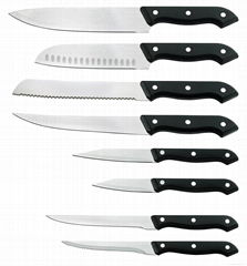 8 Piece Triple Rivet Pom black handle  knife