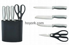 4 piece sandwich handle knife set with black holder