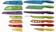 7PCS NON-STICK COATING KITCHEN KNIFE SET WITH SHELL