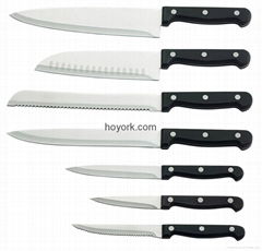 7 Piece Triple Rivet Pom black handle  knife