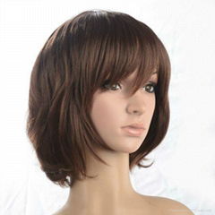 popular short red bob with bangs synthetic hair wigs for black women