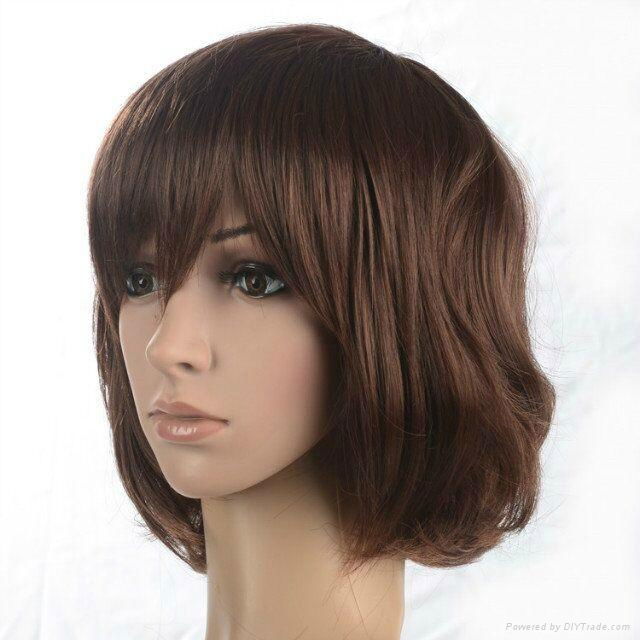 popular short red bob with bangs synthetic hair wigs for black women 3