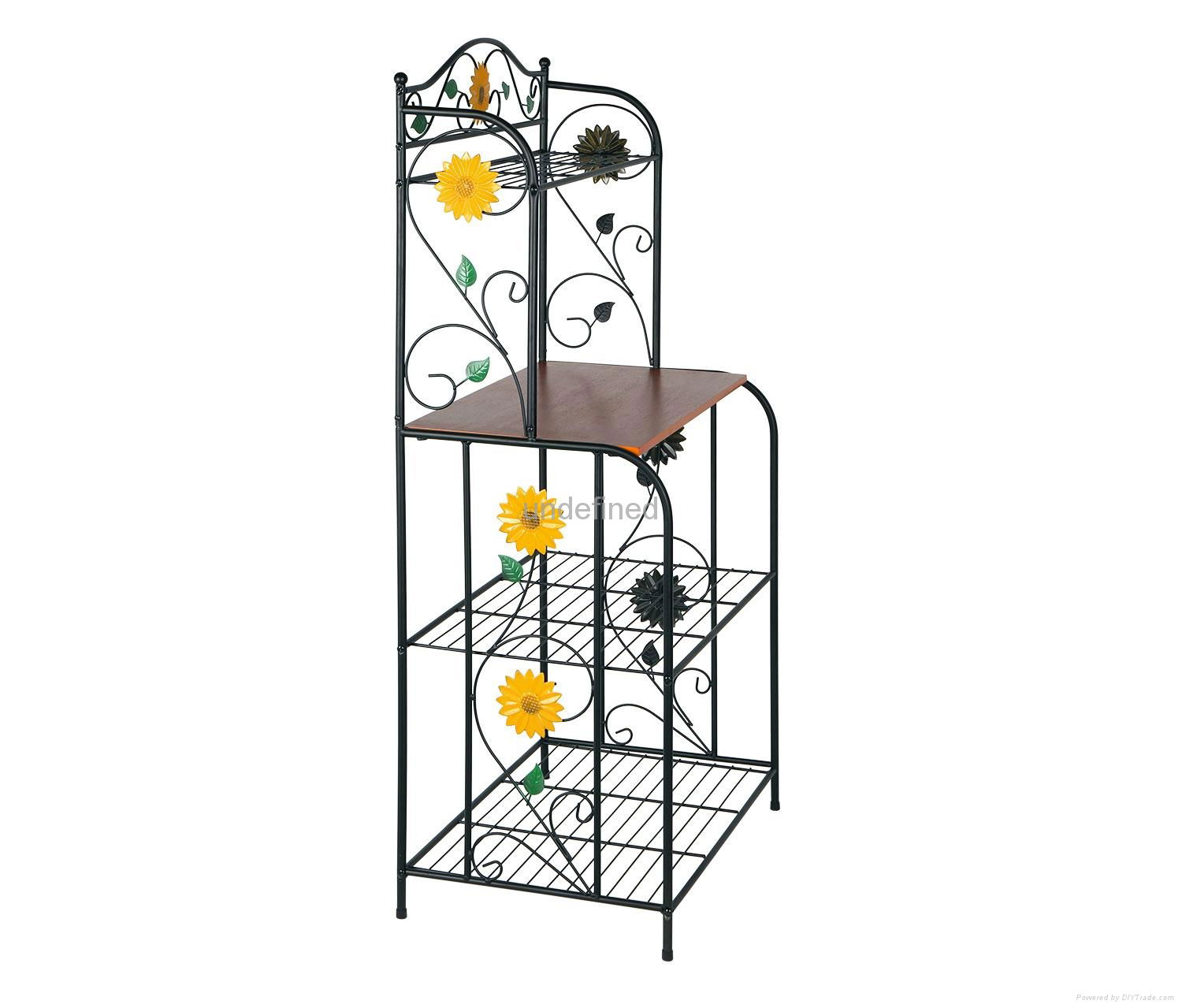 HLC Wrought Iron Bakers Rack Metel Finish Satin Black MC0002BK