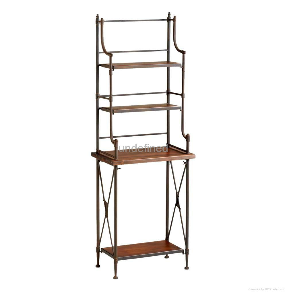 HLC Wrought Iron Bakers Rack Metel Finish Satin Black MC0002BK (China