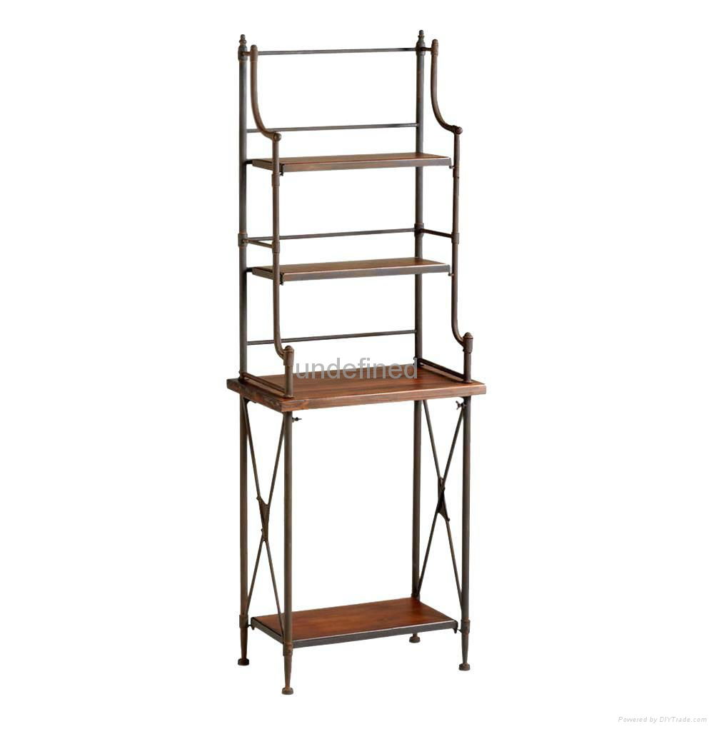 HLC Wrought Iron Bakers Rack Metel Finish Satin Black MC0002BK 3