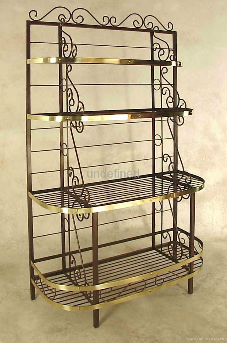 HLC Wrought Iron Bakers Rack Metel Finish Satin Black MC0002BK 4