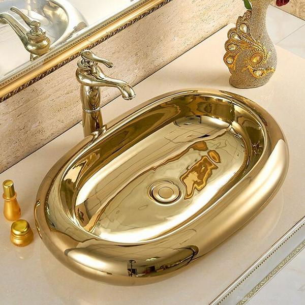 New item golden plated bathroom wash basin sink KD16GB KADYOS