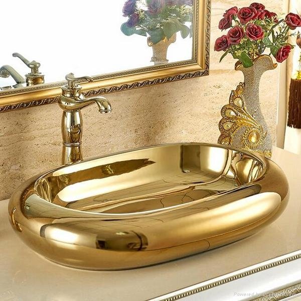 New item golden plated bathroom wash basin sink