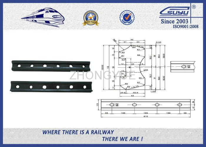 Standard UIC54 Rail Metal Fish Plate Railway Fastener / Joggled rail joint bar 3