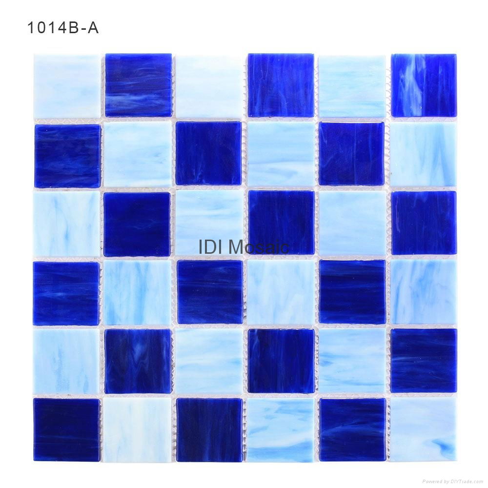Building Material Fused Decorative Blue Floor Tile Stained Glass Mosaic
