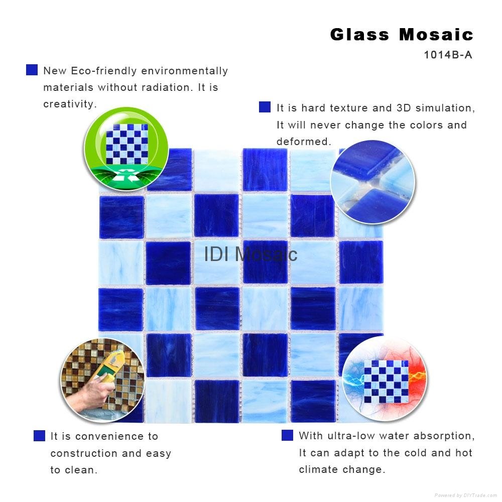 Building Material Fused Decorative Blue Floor Tile Stained Glass Mosaic 4
