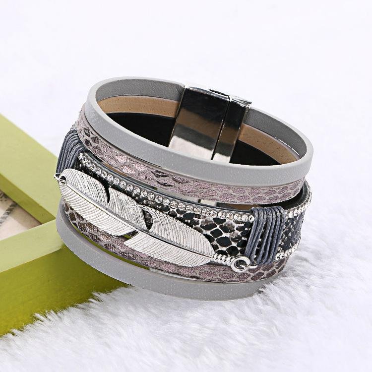 feather cortical layers personality ultra wide magnetic buckle bracelet bangles
