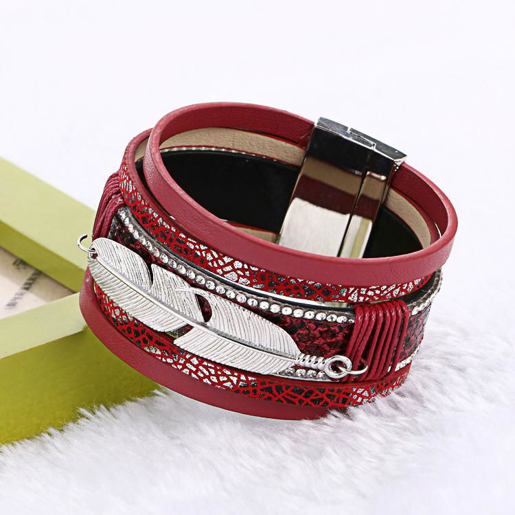 feather cortical layers personality ultra wide magnetic buckle bracelet bangles 2