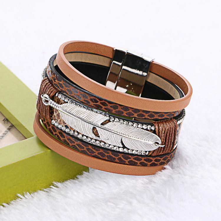 feather cortical layers personality ultra wide magnetic buckle bracelet bangles 4