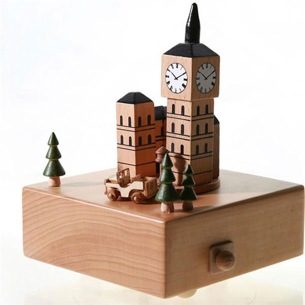 Chinese supplier happy birthday wooden portable bluetooth carousel music box