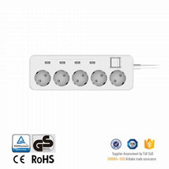 GS listed Europe smart power socket usb power strip extension socket for mobile