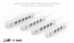 GS listed5 AC Outlets ports power smart socket surge protector with Q.C usb port