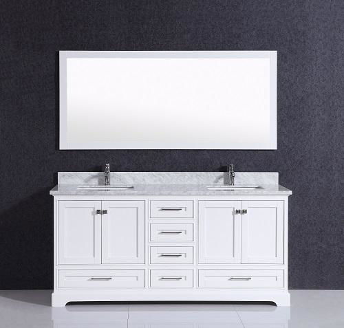 Modern double sink bathroom vanity cabinet with marble countertop 2