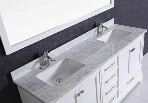 Modern double sink bathroom vanity cabinet with marble countertop 3