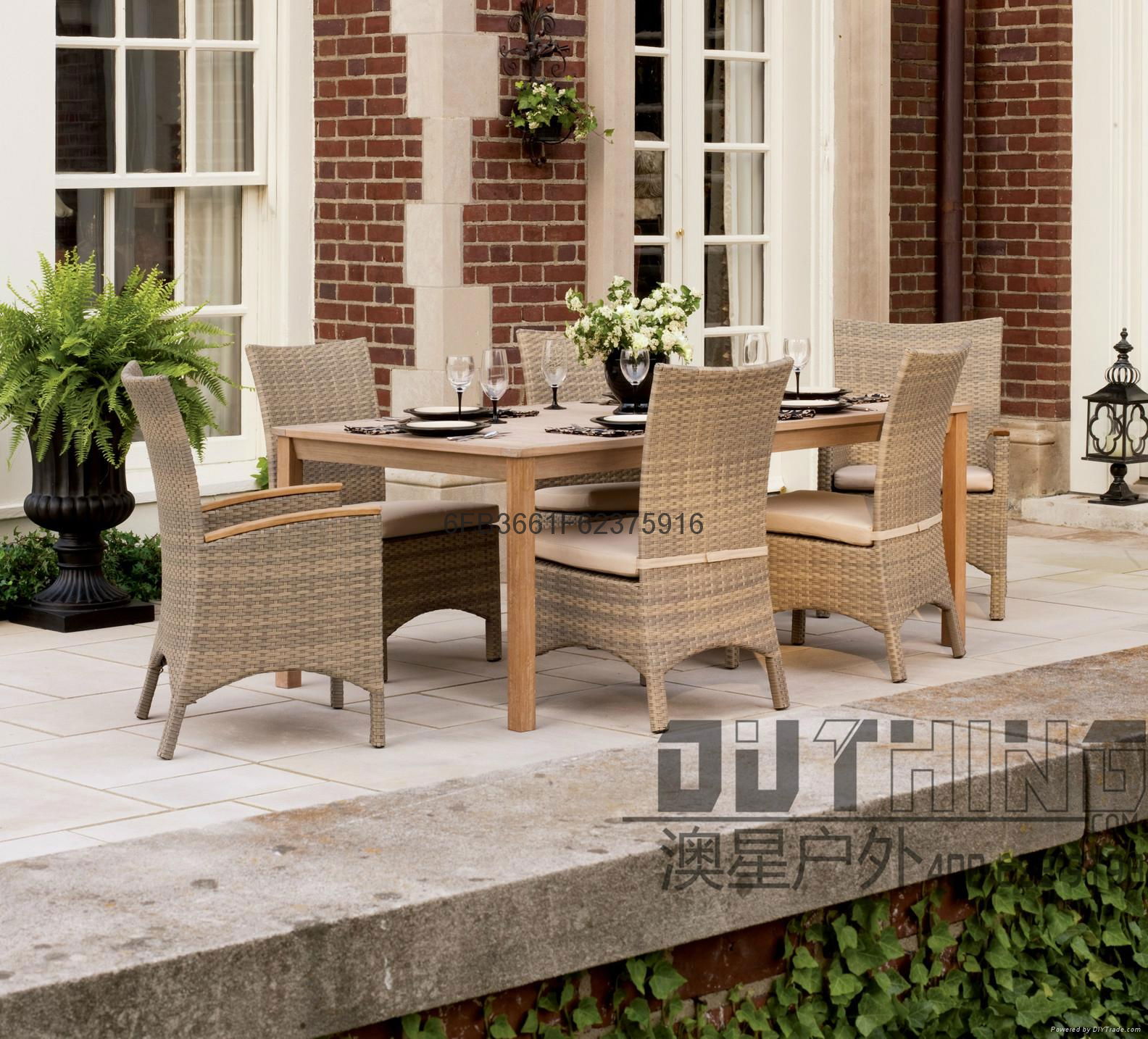 Aluminum Frame Woven Rattan Wood Outdoor Furniture 2