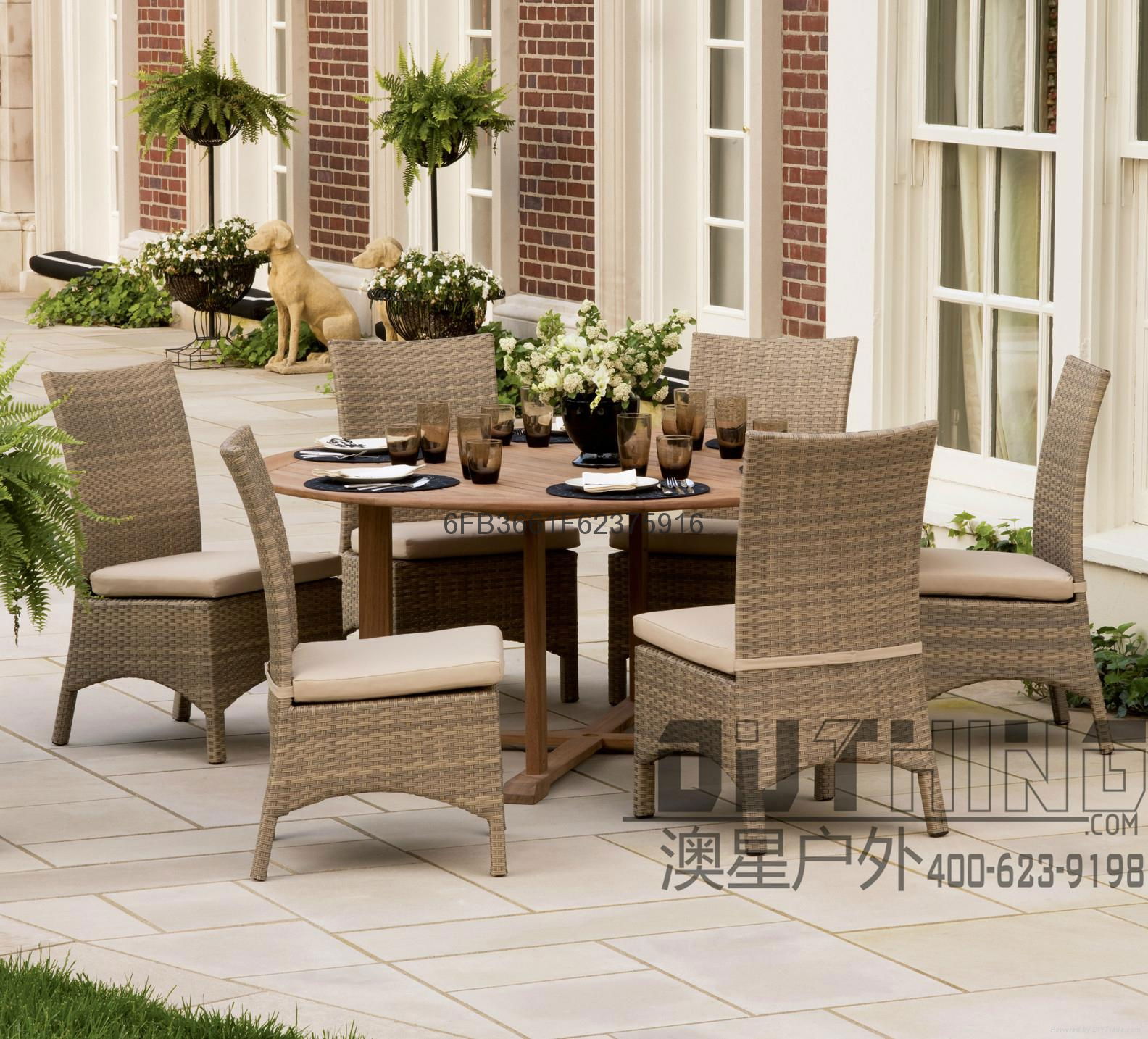 Aluminum Frame Woven Rattan Wood Outdoor Furniture 3