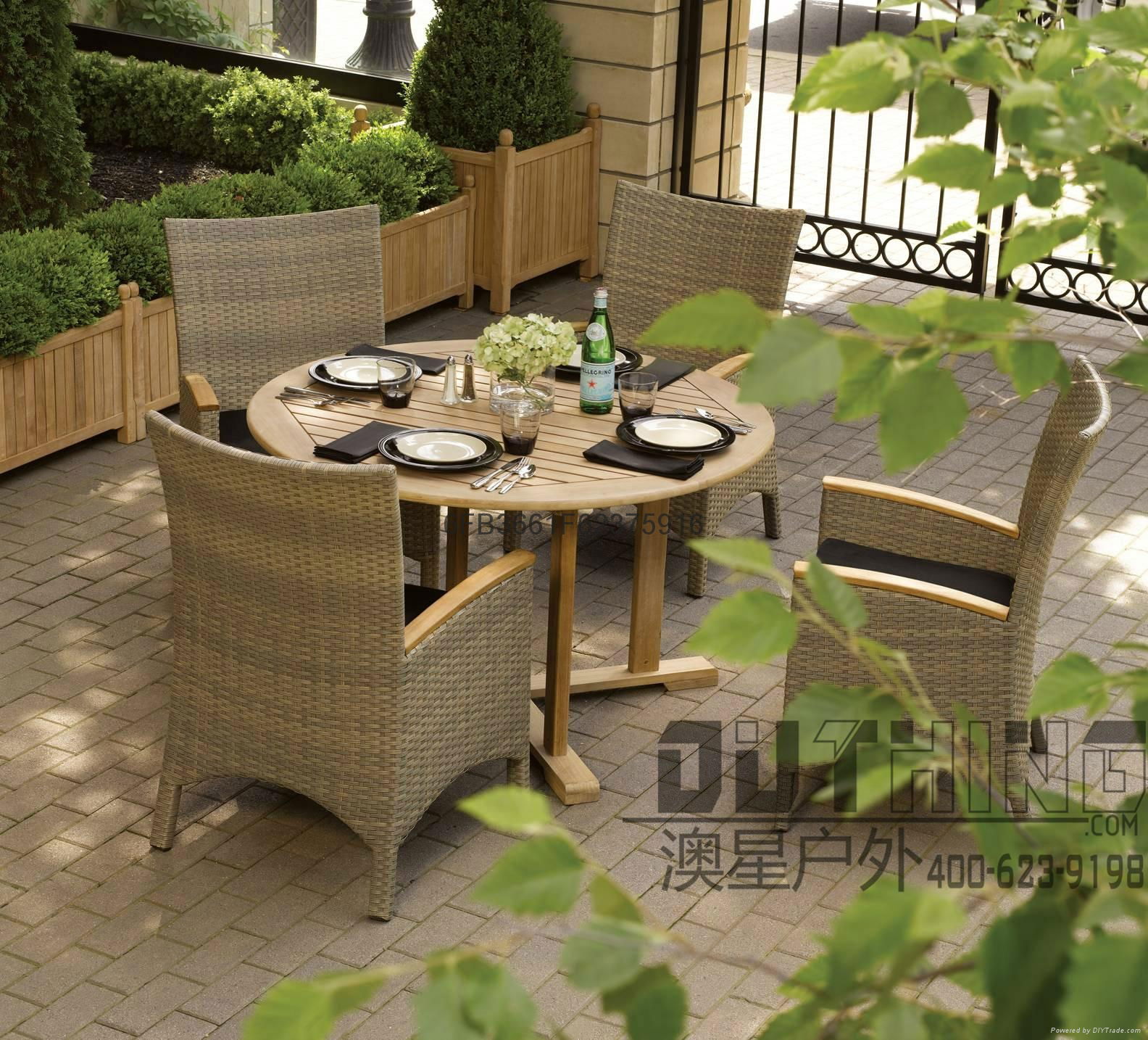 Aluminum Frame Woven Rattan Wood Outdoor Furniture