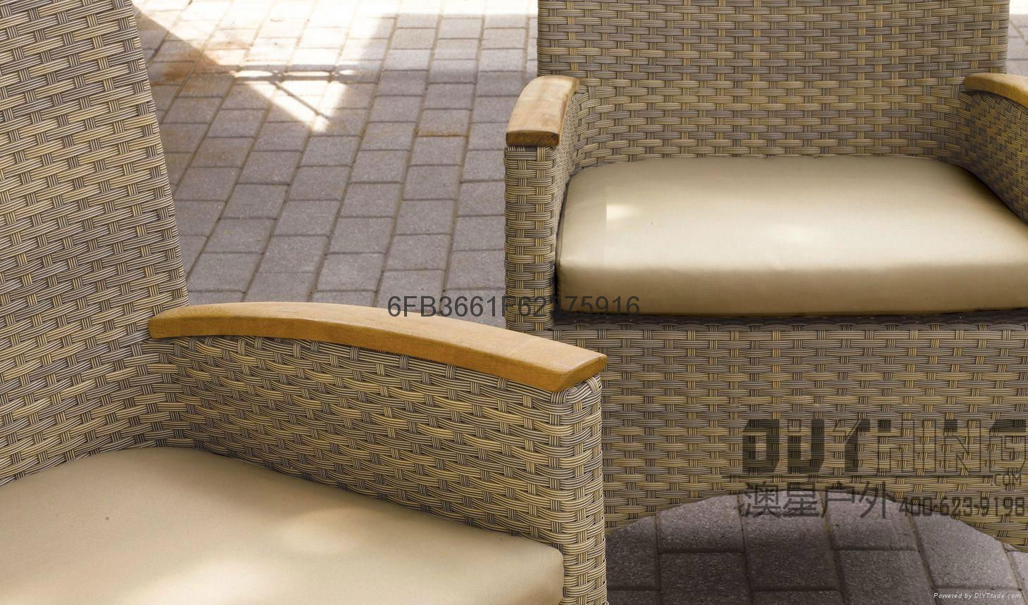 Aluminum Frame Woven Rattan Wood Outdoor Furniture 4