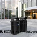 歐式不鏽鋼實木分類環保戶外垃圾桶 1