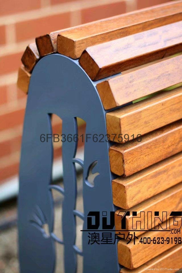 8mm镀锌板氟碳漆竹子雕花异形椅脚印尼菠萝格特色坐凳 3