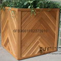 Creative art display feature of square wood preservative flower box combination 1