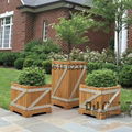 Creative art display feature of square wood preservative flower box combination 4