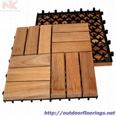 Anti-slip acacia interlocking deck tile