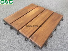 Acacia Wood Interlocking Floor Deck Tiles 4 Slats