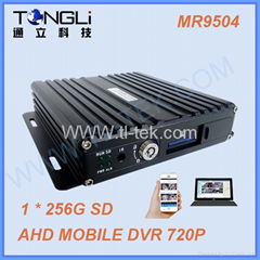 4CH AHD 720P Car DVR with 256G SD card supported and 3G 4G GPS WiFi optional
