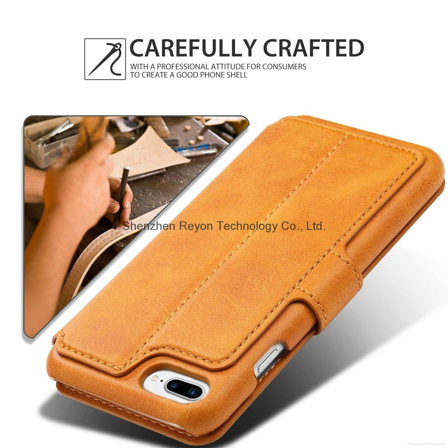 For iPhone 7 Plus Leather Case-Pasonomi [Slim Fit] Vintage Flip Case Cover wi 5
