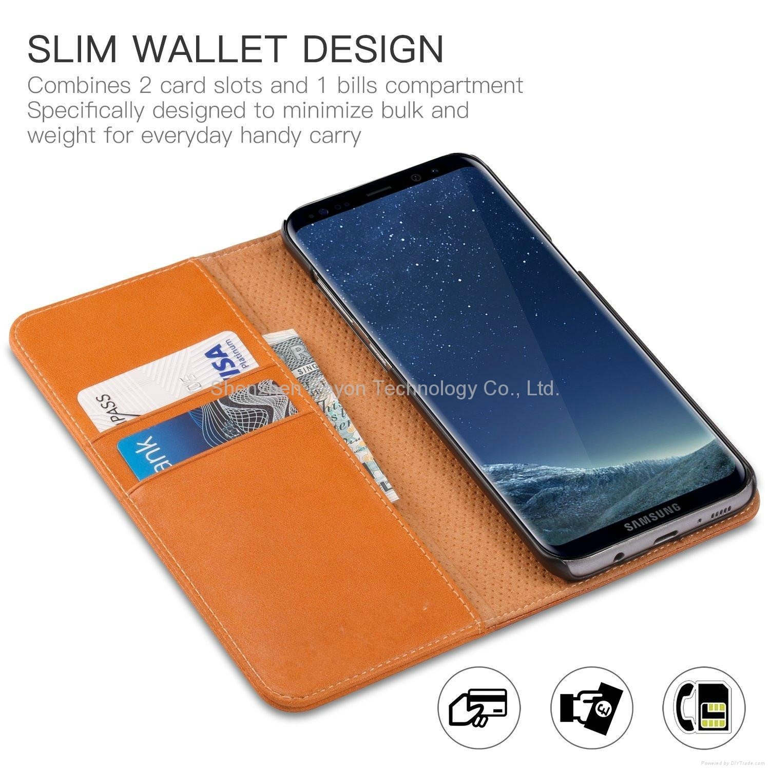 For SHIELDON Samsung S8 Wallet Case with Flip Case Genuine Leather with [Card Sl