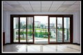 Guangzhou factory wooden grain color aluminum glass sliding door