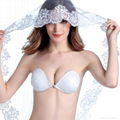 White lace strapless embroidery invisible stick on bra for wedding 2